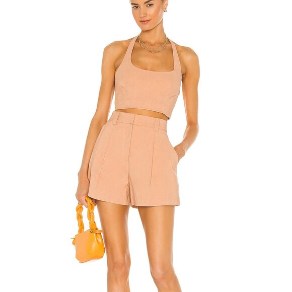 A.L.C. Rose Ash Huxley Linen Blend Pleat Front Shorts Size US 2 - Picture 3 of 6